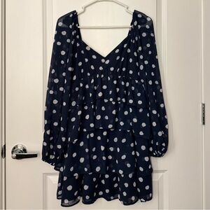 Abercrombie & Fitch Navy & White Polka Dot Mini Dress